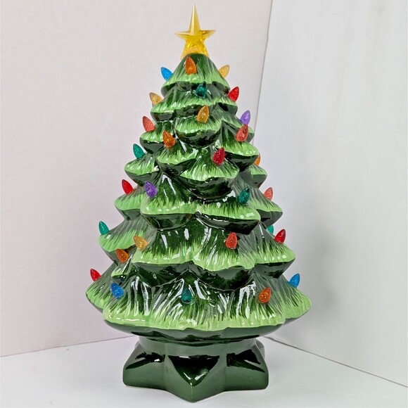 Mr. Christmas 14 inch Multicolor Light Up Green Nostalgic Ceramic Christmas Tree - Picture 3 of 12